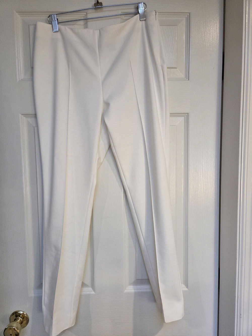 Akris Melissa Ivory Slim Leg Tailored Pants Raised Front Seam Size 8